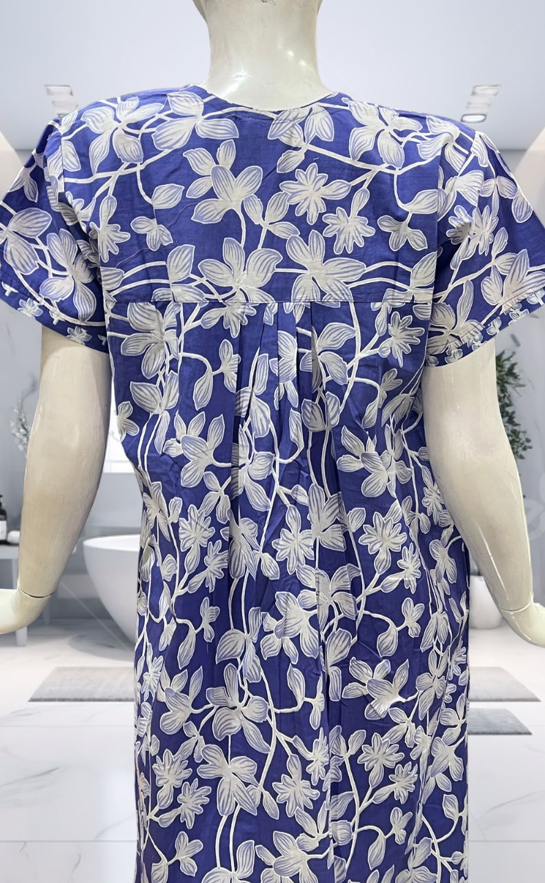 Blue Garden Pure Cotton Nighty. Pure Durable Cotton | Laces and Frills - Laces and Frills