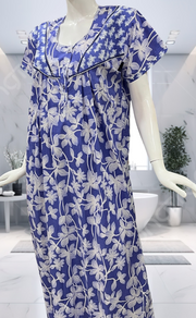Blue Garden Pure Cotton Nighty. Pure Durable Cotton | Laces and Frills - Laces and Frills
