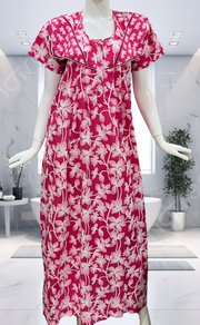 Pink Garden Pure Cotton Nighty. Pure Durable Cotton | Laces and Frills - Laces and Frills