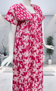 Pink Garden Pure Cotton Nighty. Pure Durable Cotton | Laces and Frills - Laces and Frills