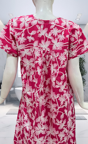 Pink Garden Pure Cotton Nighty. Pure Durable Cotton | Laces and Frills - Laces and Frills