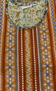 Mustard Kalamkari Pure Cotton Nighty. Pure Durable Cotton | Laces and Frills - Laces and Frills