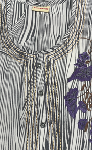 White/Grey Stripes Chiffon Nighty. Delicate Chiffon | Laces and Frills - Laces and Frills