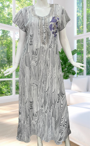 White/Grey Stripes Chiffon Nighty. Delicate Chiffon | Laces and Frills - Laces and Frills