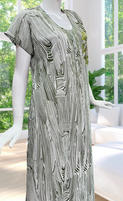 White/Green Stripes Chiffon Nighty. Delicate Chiffon | Laces and Frills - Laces and Frills