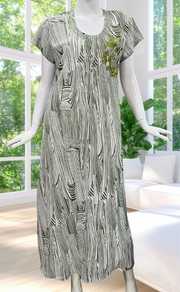 White/Green Stripes Chiffon Nighty. Delicate Chiffon | Laces and Frills - Laces and Frills