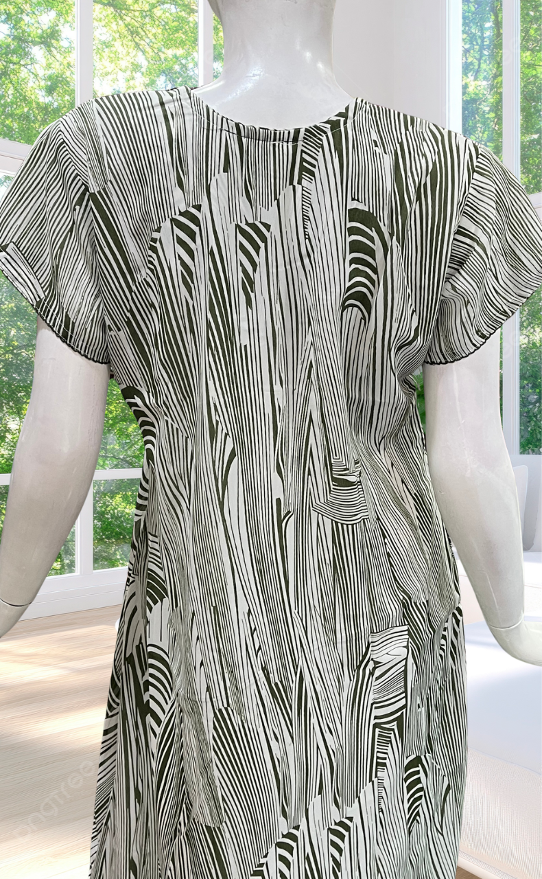 White/Green Stripes Chiffon Nighty. Delicate Chiffon | Laces and Frills - Laces and Frills