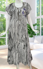 White/Black Stripes Chiffon Nighty. Delicate Chiffon | Laces and Frills - Laces and Frills