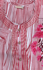 White/Pink Stripes Chiffon Nighty. Delicate Chiffon | Laces and Frills - Laces and Frills