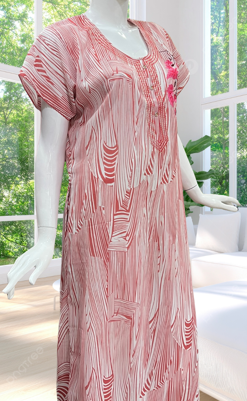 White/Pink Stripes Chiffon Nighty. Delicate Chiffon | Laces and Frills - Laces and Frills