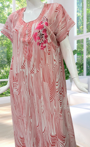 White/Pink Stripes Chiffon Nighty. Delicate Chiffon | Laces and Frills - Laces and Frills