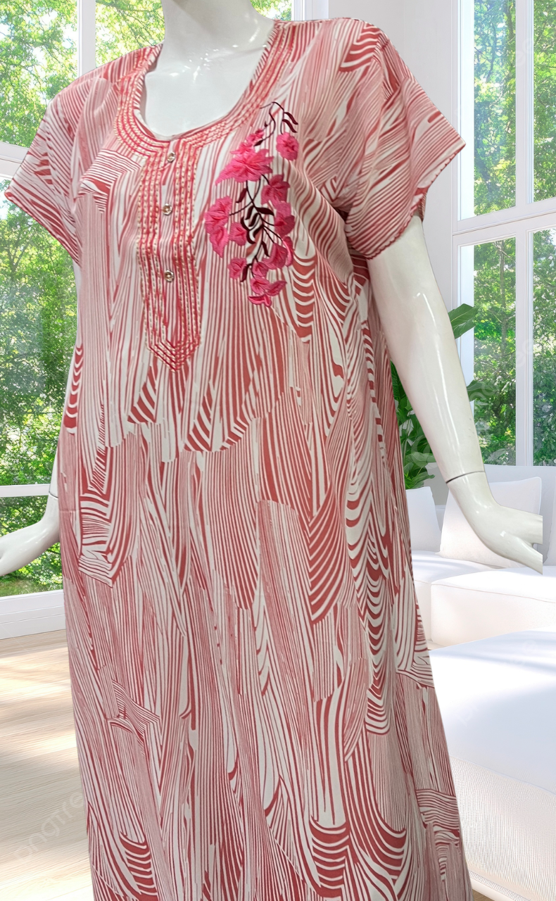 White/Pink Stripes Chiffon Nighty. Delicate Chiffon | Laces and Frills - Laces and Frills