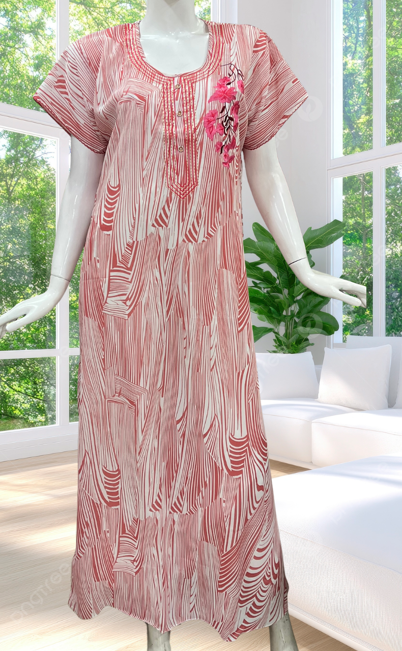 White/Pink Stripes Chiffon Nighty. Delicate Chiffon | Laces and Frills - Laces and Frills