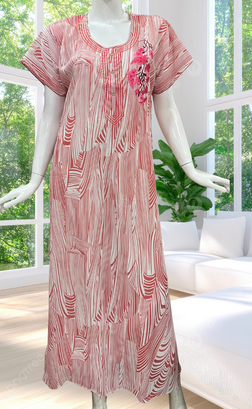 White/Pink Stripes Chiffon Nighty. Delicate Chiffon | Laces and Frills - Laces and Frills