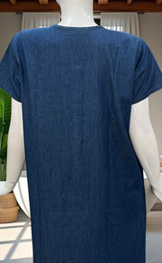 Blue Floral Denim Nighty. Denim Cotton | Laces and Frills - Laces and Frills