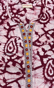 Maroon Batik Pure Cotton Nighty. Pure Durable Cotton | Laces and Frills - Laces and Frills