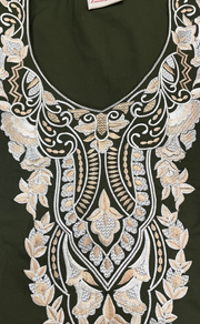 Dark Green Embroidery Soft Cotton Nighty. Soft Breathable Fabric | Laces and Frills - Laces and Frills