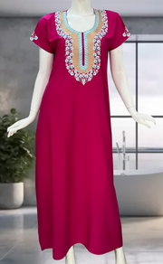 Pink Embroidery Soft Cotton Nighty. Soft Breathable Fabric | Laces and Frills - Laces and Frills