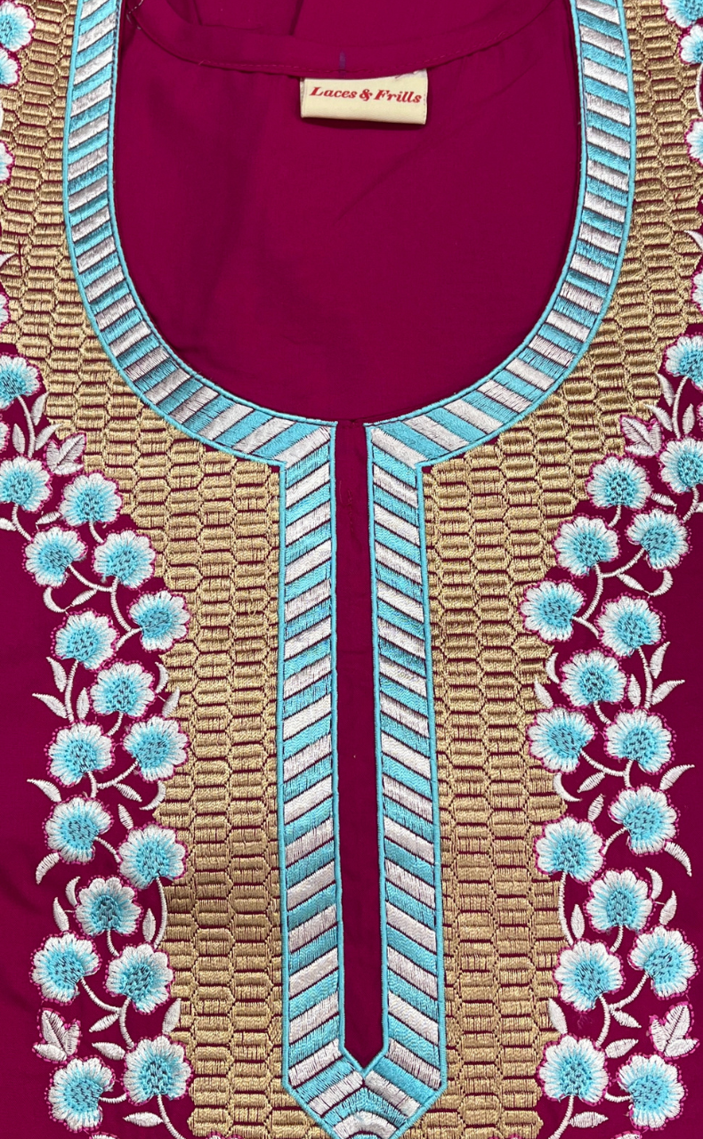 Pink Embroidery Soft Cotton Nighty. Soft Breathable Fabric | Laces and Frills - Laces and Frills