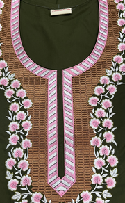 Dark Green Embroidery Soft Cotton Nighty. Soft Breathable Fabric | Laces and Frills - Laces and Frills