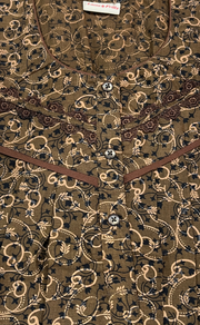 Brown Garden Soft Cotton Nighty. Soft Breathable Fabric | Laces and Frills - Laces and Frills