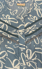 Light Blue Garden Soft Cotton Nighty. Soft Breathable Fabric | Laces and Frills - Laces and Frills
