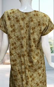 Brown Tiny Flora Soft Cotton Nighty. Soft Breathable Fabric | Laces and Frills - Laces and Frills