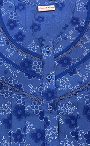 Blue Tiny Flora Soft Cotton Nighty. Soft Breathable Fabric | Laces and Frills - Laces and Frills