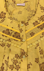 Yellow Floral Soft Cotton Nighty. Soft Breathable Fabric | Laces and Frills - Laces and Frills