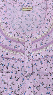 Baby Pink Floral Soft Cotton Nighty. Soft Breathable Fabric | Laces and Frills - Laces and Frills