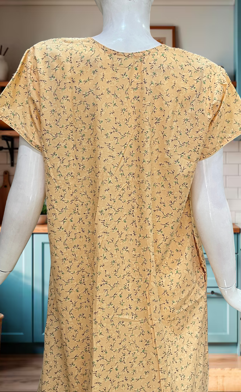 Peach Floral Soft Cotton Nighty. Soft Breathable Fabric | Laces and Frills - Laces and Frills