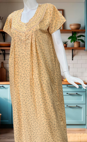 Peach Floral Soft Cotton Nighty. Soft Breathable Fabric | Laces and Frills - Laces and Frills