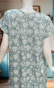 Light Grey Floral Soft Cotton Nighty. Soft Breathable Fabric | Laces and Frills - Laces and Frills