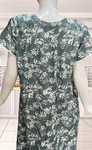 Light Green Garden Soft Cotton Nighty. Soft Breathable Fabric | Laces and Frills - Laces and Frills