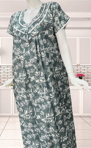 Light Green Garden Soft Cotton Nighty. Soft Breathable Fabric | Laces and Frills - Laces and Frills
