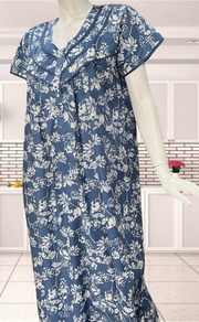 Light Blue Garden Soft Cotton Nighty. Soft Breathable Fabric | Laces and Frills - Laces and Frills