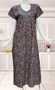 Blue Mosaic Print Soft Cotton Nighty. Soft Breathable Fabric | Laces and Frills - Laces and Frills