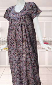 Blue Mosaic Print Soft Cotton Nighty. Soft Breathable Fabric | Laces and Frills - Laces and Frills