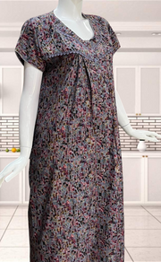 Blue Mosaic Print Soft Cotton Nighty. Soft Breathable Fabric | Laces and Frills - Laces and Frills