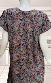 Blue Mosaic Print Soft Cotton Nighty. Soft Breathable Fabric | Laces and Frills - Laces and Frills