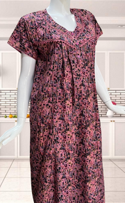 Pink Mosaic Print Soft Cotton Nighty. Soft Breathable Fabric | Laces and Frills - Laces and Frills