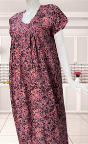 Pink Mosaic Print Soft Cotton Nighty. Soft Breathable Fabric | Laces and Frills - Laces and Frills