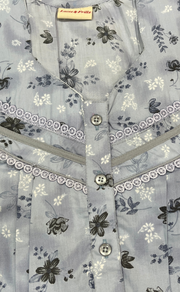 Light Blue Flora Soft Cotton Nighty. Soft Breathable Fabric | Laces and Frills - Laces and Frills
