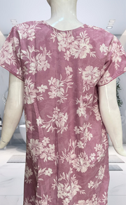 English Pink Floral Soft Cotton Nighty. Soft Breathable Fabric | Laces and Frills - Laces and Frills