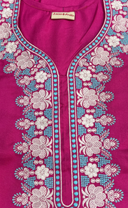 Hot Pink Embroidery Spun Nighty. Flowy Spun Fabric | Laces and Frills - Laces and Frills