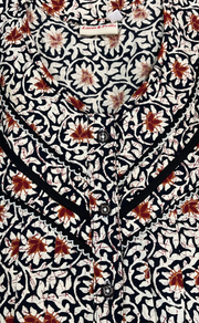 Black Garden Pure Cotton Long Sleeves Nighty. Soft Breathable Fabric | Laces and Frills