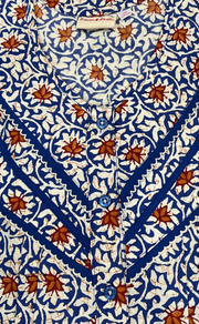 Blue Garden Pure Cotton Long Sleeves Nighty. Soft Breathable Fabric | Laces and Frills