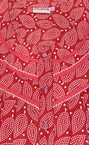 Peach Leafy Pure Cotton Long Sleeves Nighty. Soft Breathable Fabric | Laces and Frills