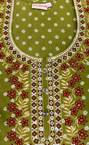 Green Bandini Pure Cotton Nighty. Pure Durable Cotton | Laces and Frills