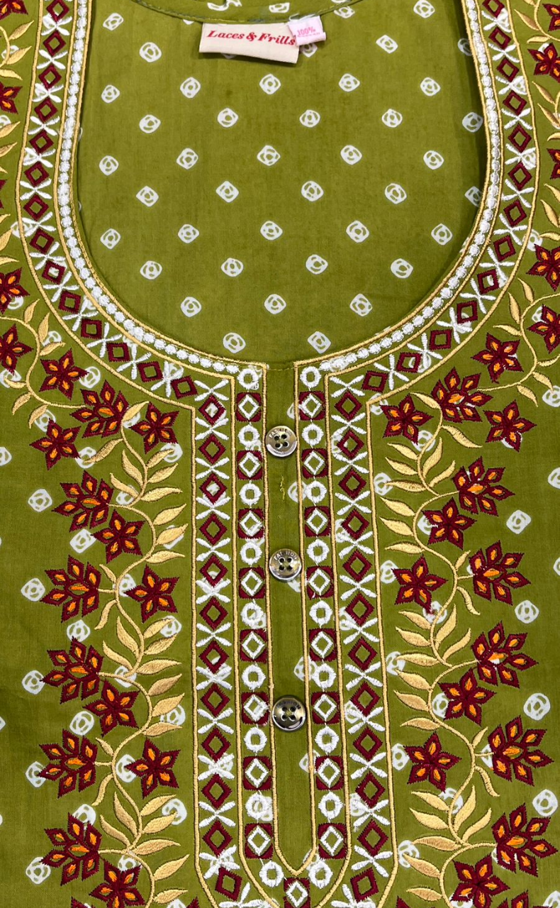 Green Bandini Pure Cotton Nighty. Pure Durable Cotton | Laces and Frills